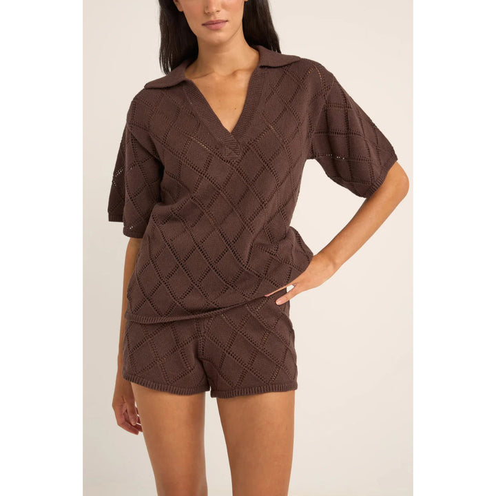 RHYTHM SUNNY KNIT BEACH SHORT CHOCOLATE
