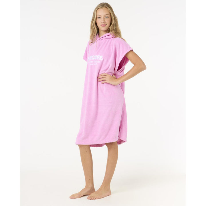 RIP CURL KIDS CLASSIC SURF HOODED TOWEL BRIGHT PINK