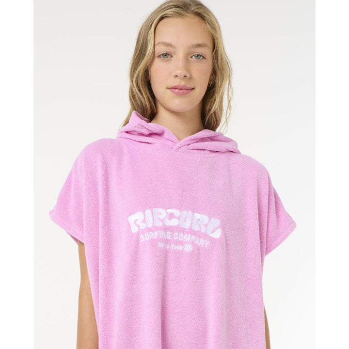RIP CURL KIDS CLASSIC SURF HOODED TOWEL BRIGHT PINK