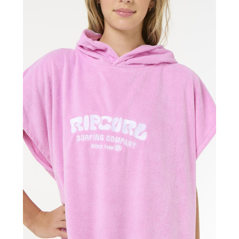 RIP CURL KIDS CLASSIC SURF HOODED TOWEL BRIGHT PINK