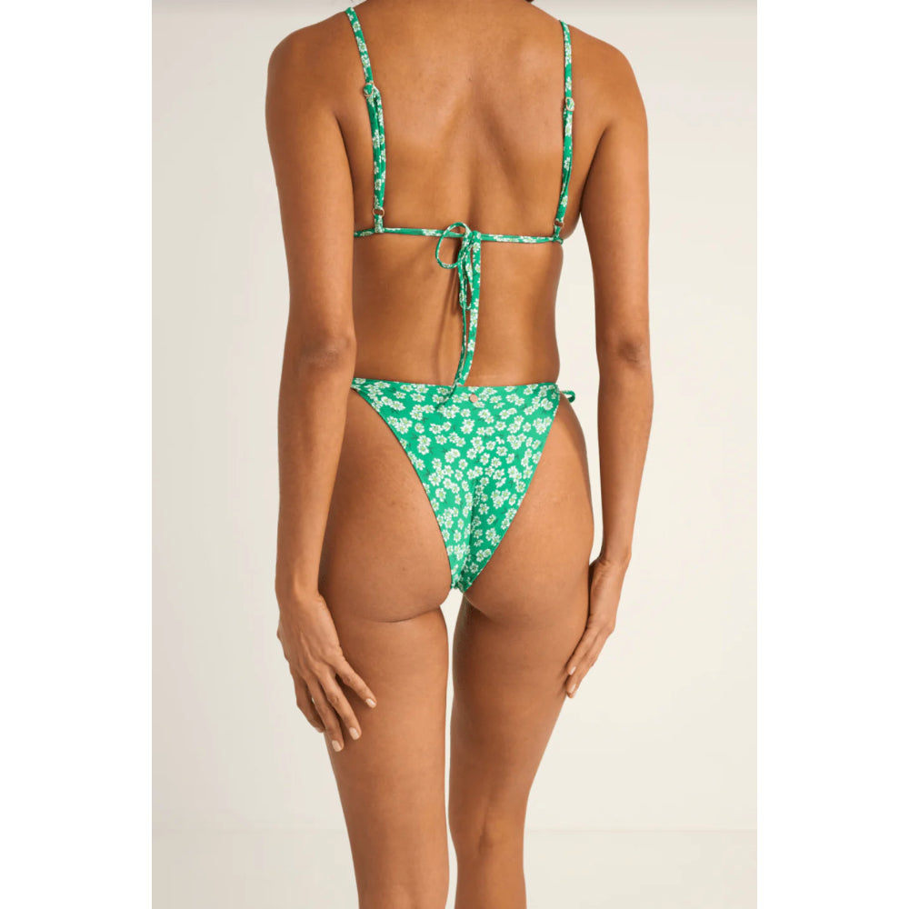 RHYTHM EVERGREEN FLORAL TIE SIDE HI CUT BOTTOM GREEN