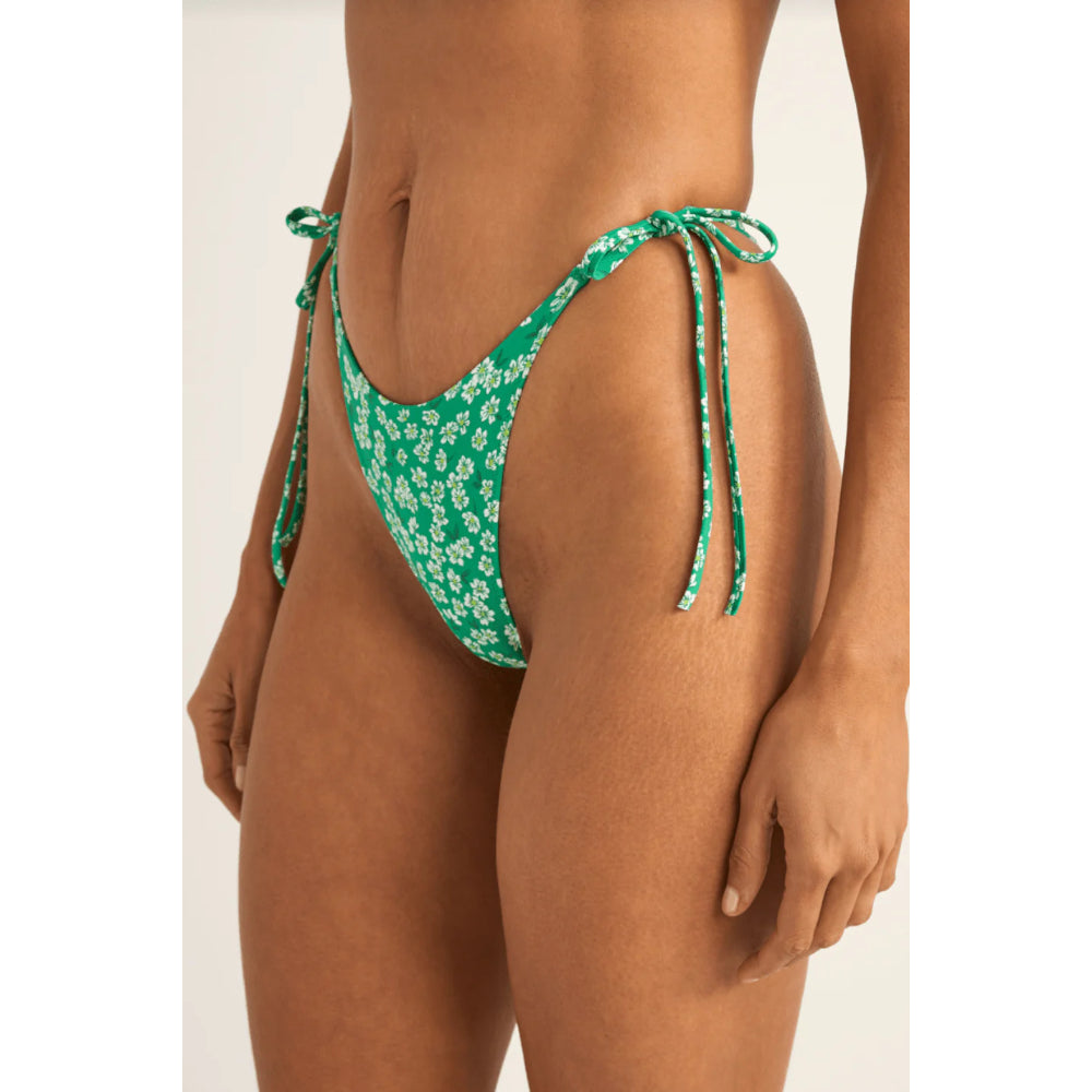 RHYTHM EVERGREEN FLORAL TIE SIDE HI CUT BOTTOM GREEN