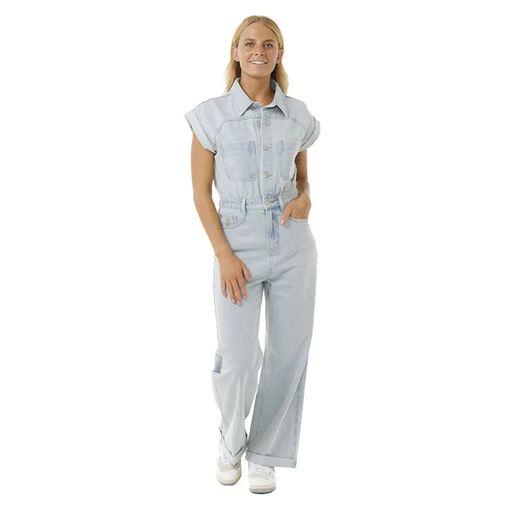 RIP CURL THE SEARCH DENIM BOILERSUIT LIGHT BLUE