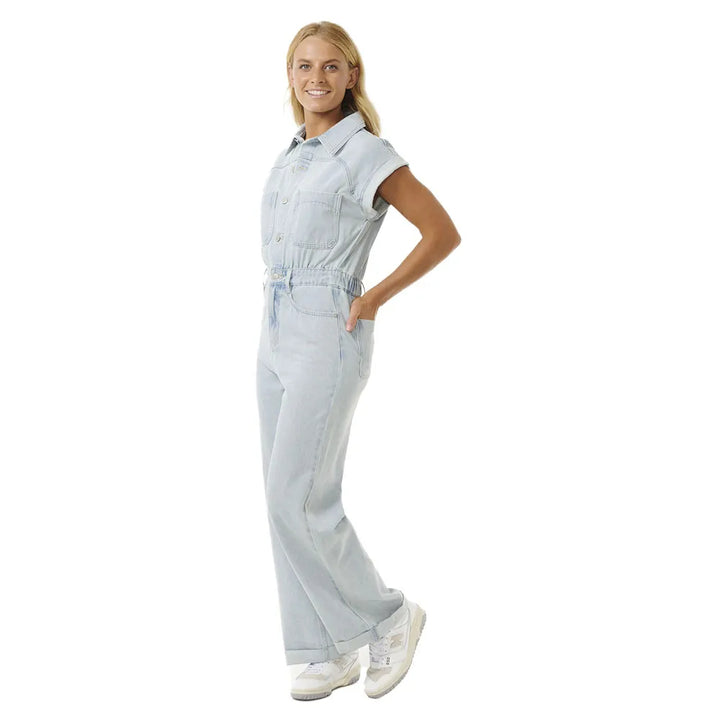 RIP CURL THE SEARCH DENIM BOILERSUIT LIGHT BLUE