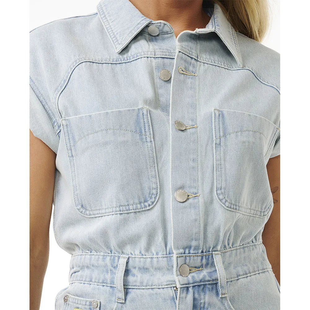 RIP CURL THE SEARCH DENIM BOILERSUIT LIGHT BLUE