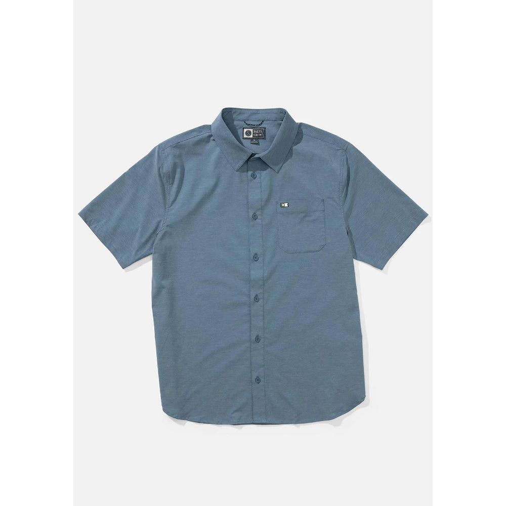 SALTY CREW DRIFTER UV BUTTON UP CHANNEL BLUE