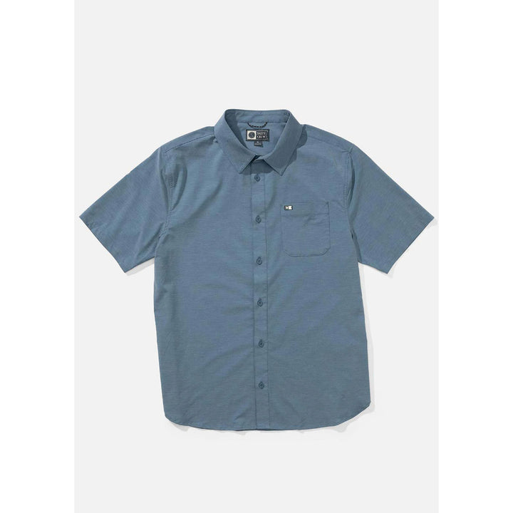 SALTY CREW DRIFTER UV BUTTON UP CHANNEL BLUE