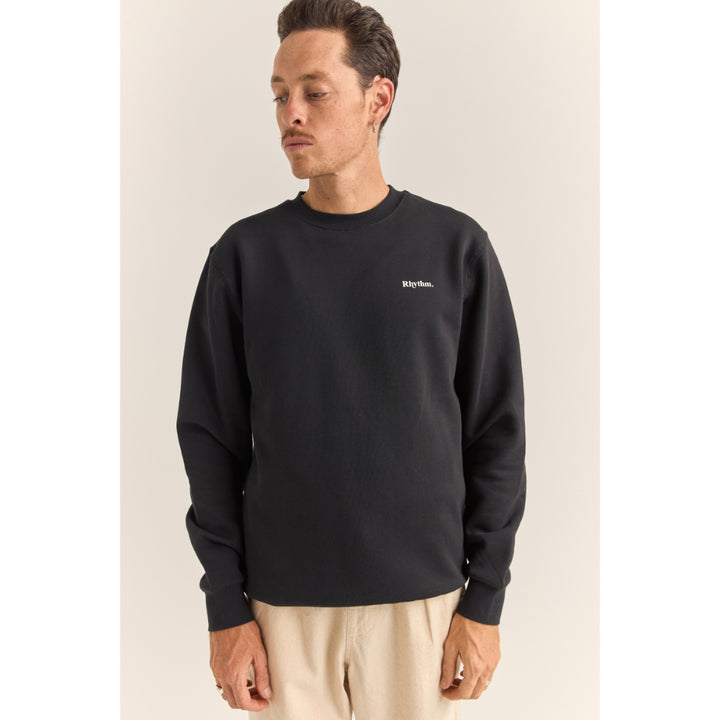 RHYTHM BRAND FLEECE CREW BLACK