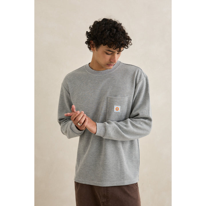RHYTHM VINTAGE POCKET LS WAFFLE GREY HEATHER