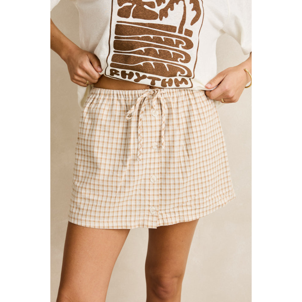 RHYTHM LONDON CHECK SKORT NATURAL