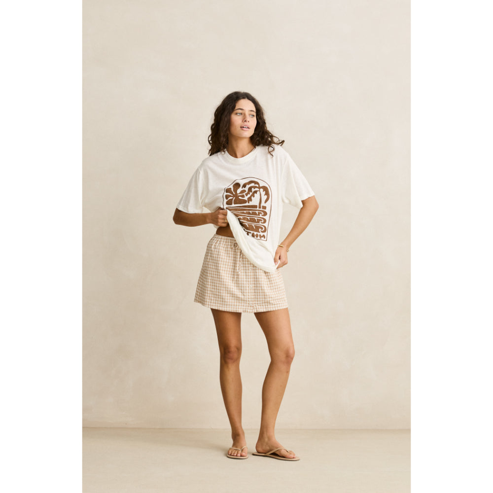 RHYTHM LONDON CHECK SKORT NATURAL