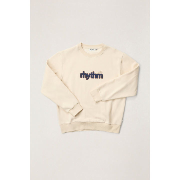RHYTHM APPLIQUE FLEECE CREW NATURAL