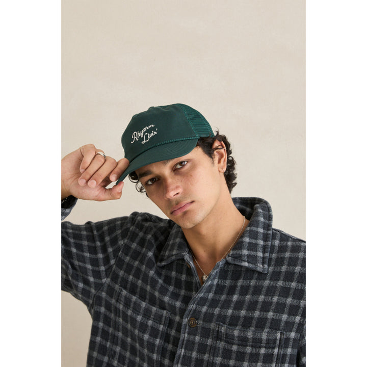 RHYTHM SCRIPT TRUCKER CAP GREEN