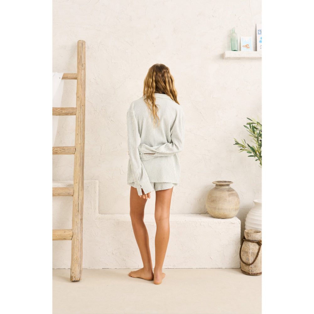 RHYTHM DRIFTWOOD STRIPE OVERSWIM SHIRT CREAM