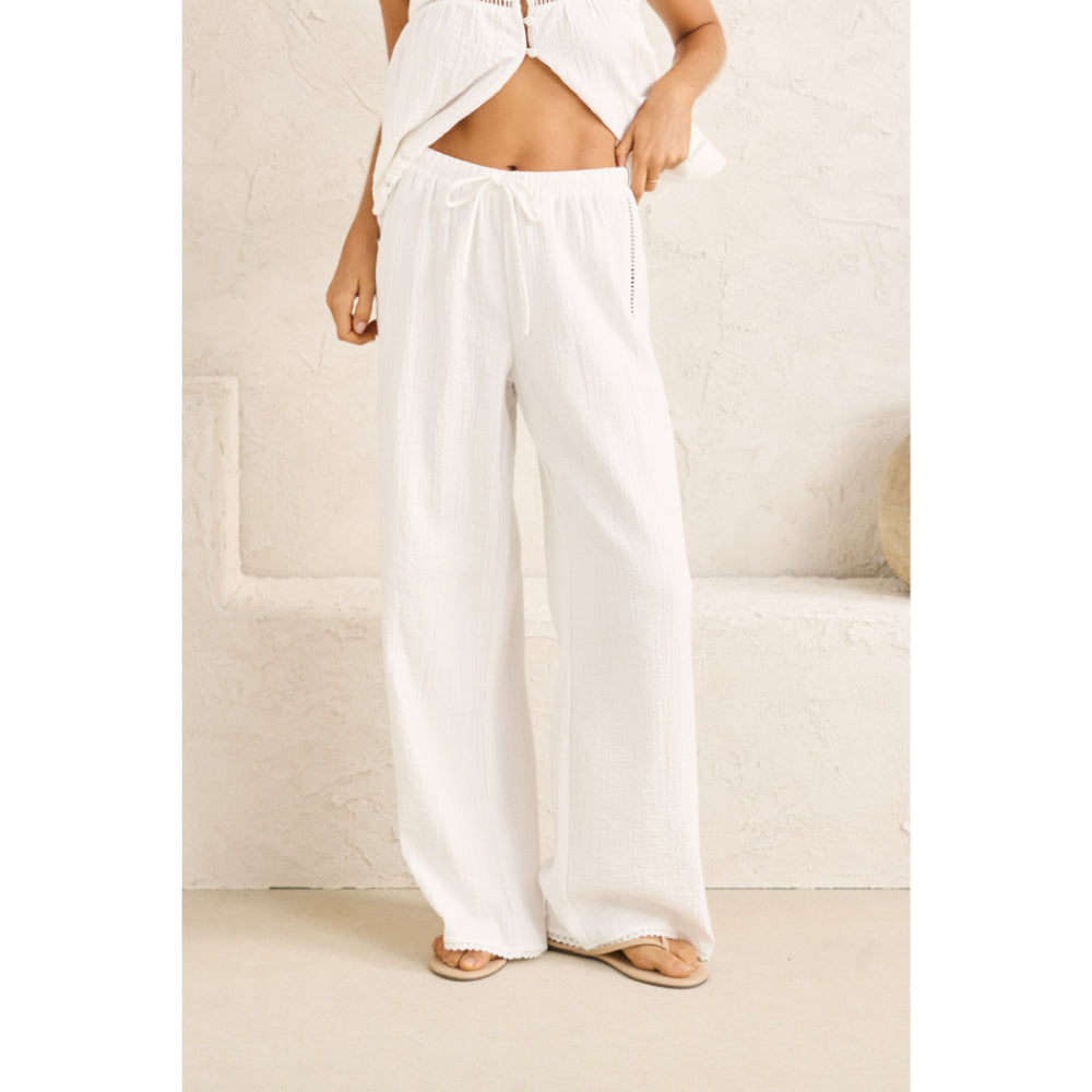 RHYTHM MACY SCALLOP PANT WHITE