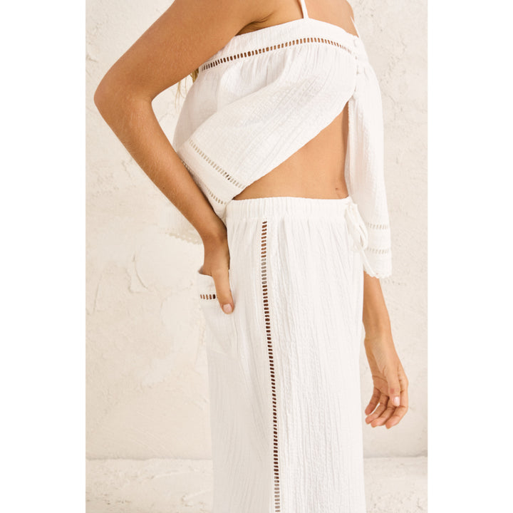 RHYTHM MACY SCALLOP PANT WHITE