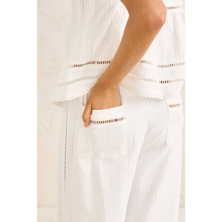 RHYTHM MACY SCALLOP PANT WHITE