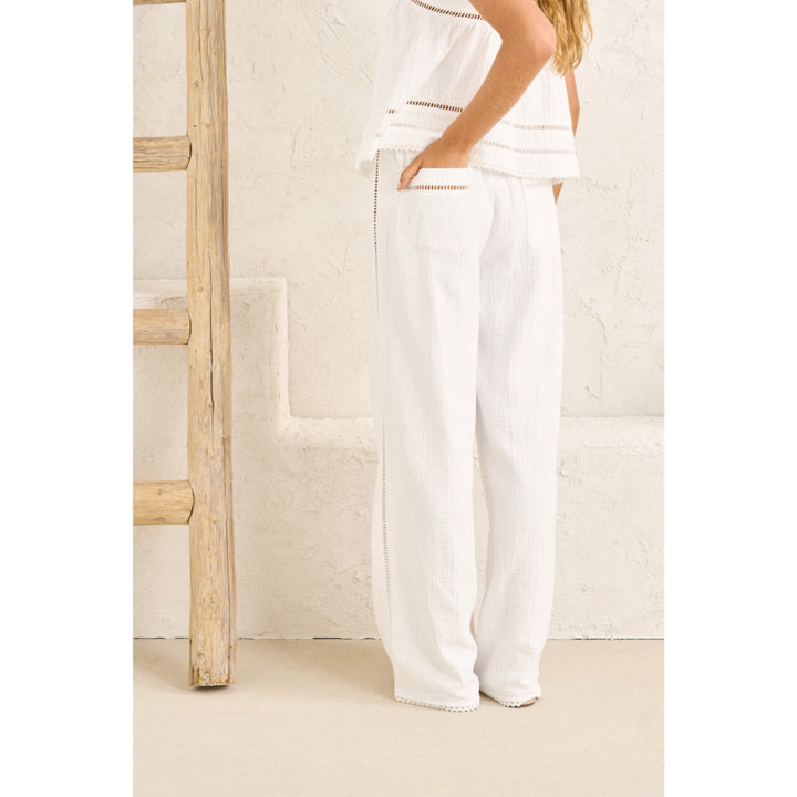RHYTHM MACY SCALLOP PANT WHITE