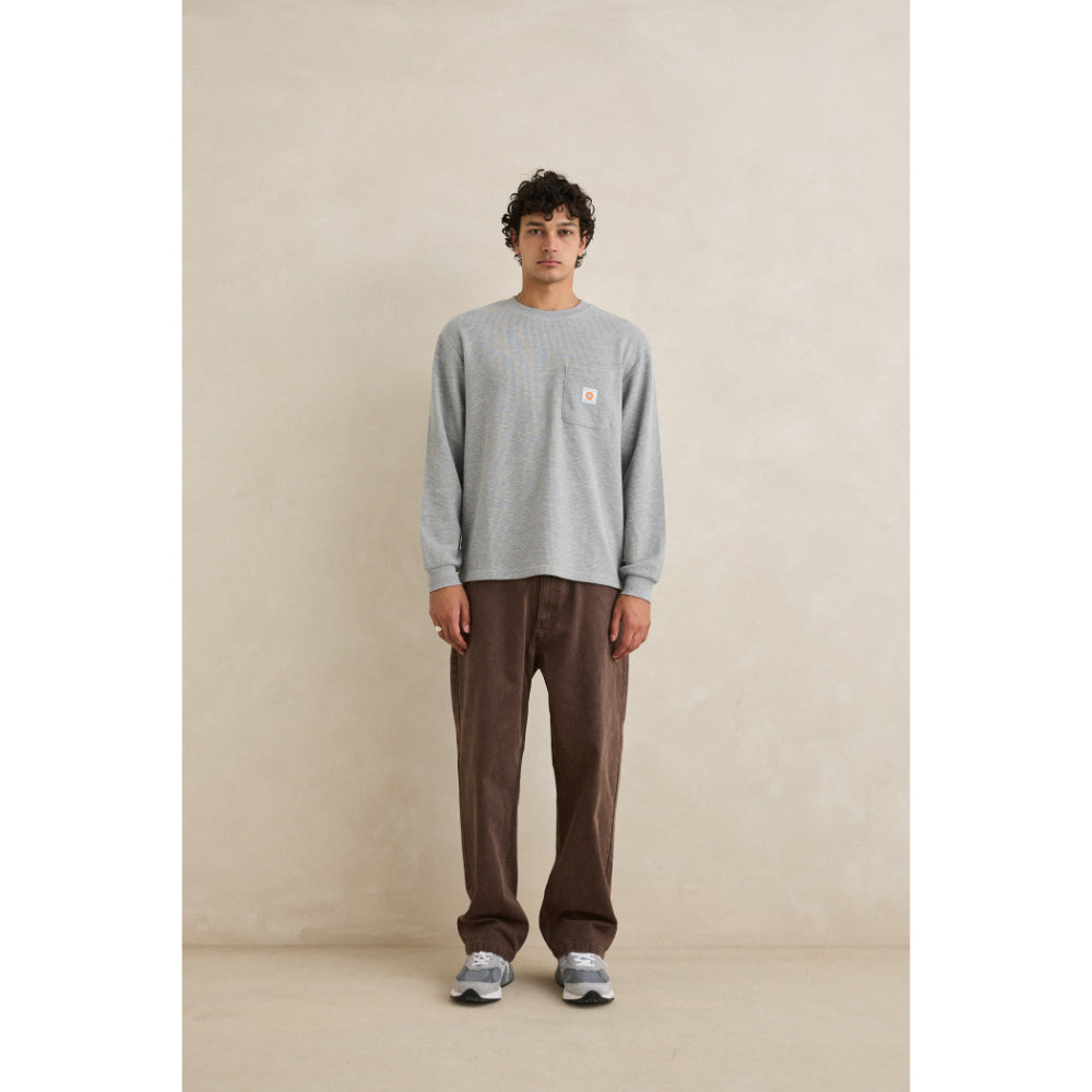 RHYTHM VINTAGE POCKET LS WAFFLE GREY HEATHER