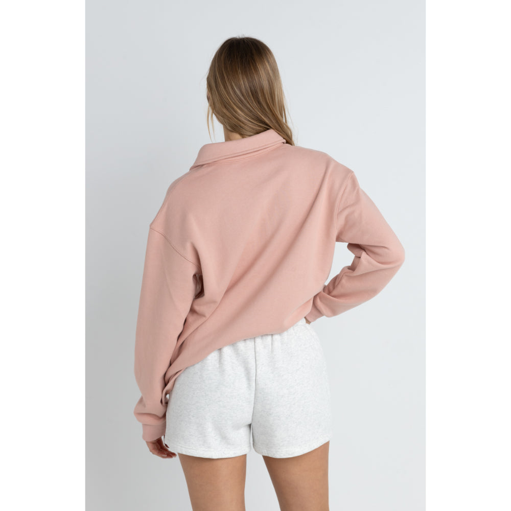 RHYTHM COLLARED FLEECE DUSTY PINK