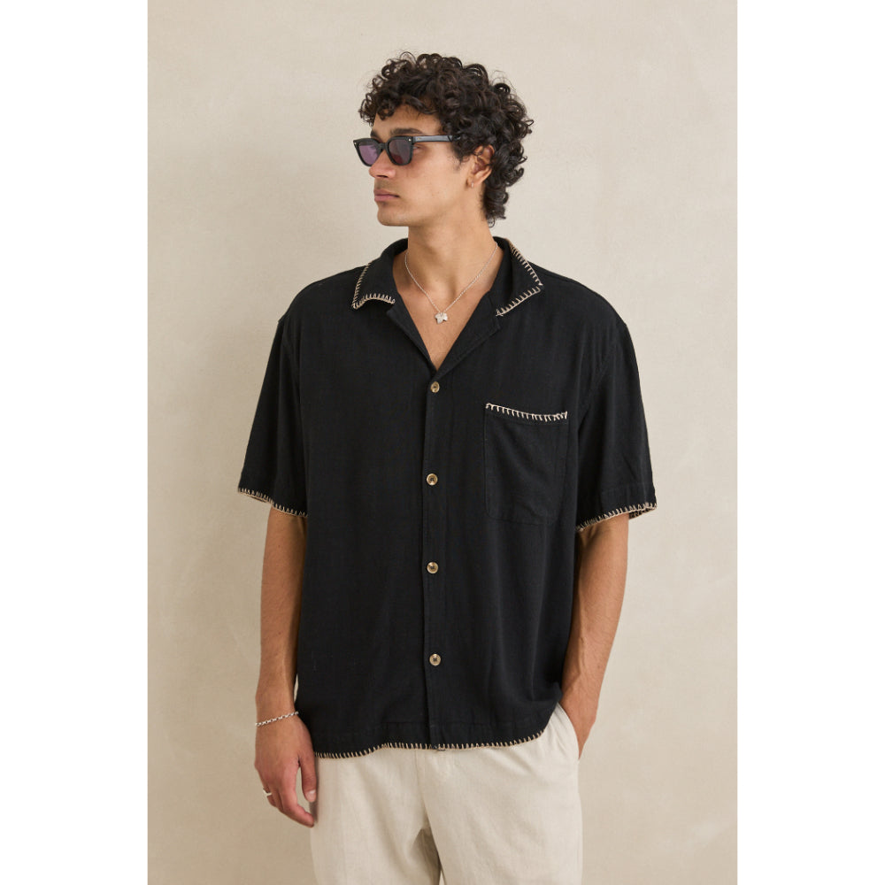 RHYTHM RELAXED WHIP STITCH SS SHIRT BLACK