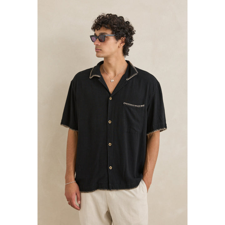 RHYTHM RELAXED WHIP STITCH SS SHIRT BLACK